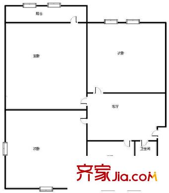 科院路單位宿舍 3居室 戶型圖