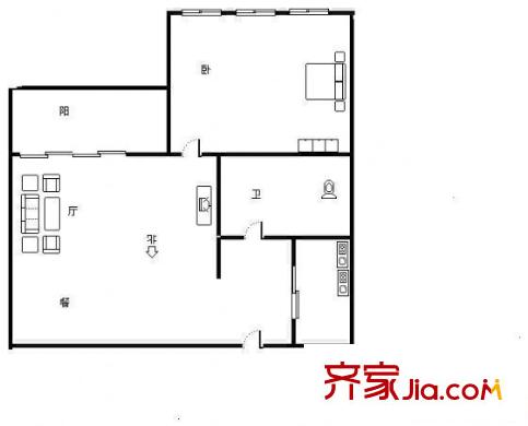 偉東新都新銀都 1居室 戶型圖