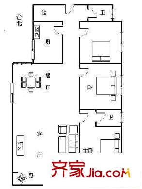 舜華園 3居室 戶型圖