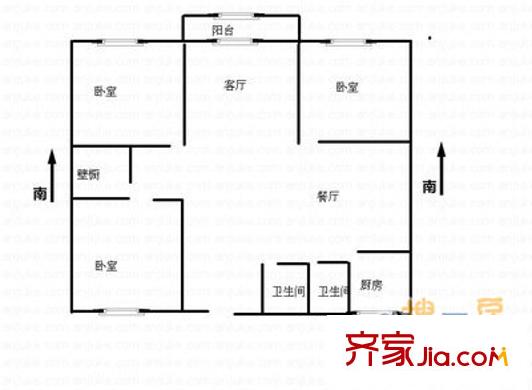 經(jīng)三緯八宿舍戶型圖戶型圖 3室2廳2衛(wèi)1廚