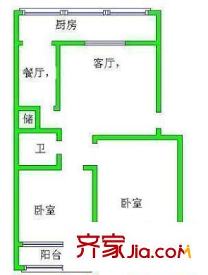 山大南路中國銀行宿舍 2室 戶型圖