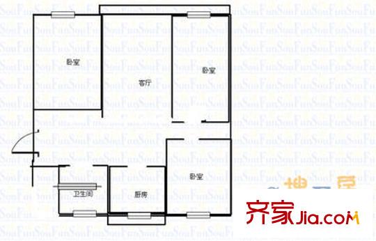 桑園路單位宿舍 3室 戶型圖