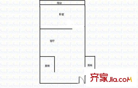 振興花園 1居室 戶型圖