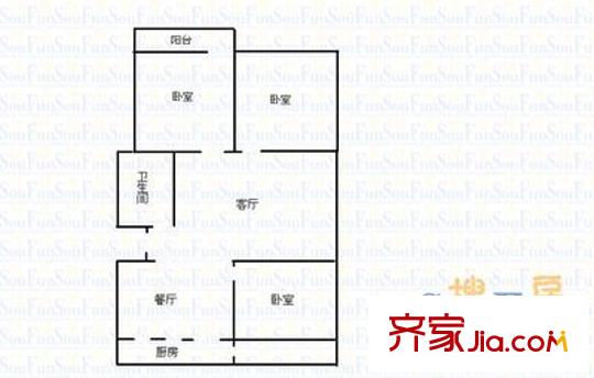北小辛莊東街宿舍 3室 戶型圖