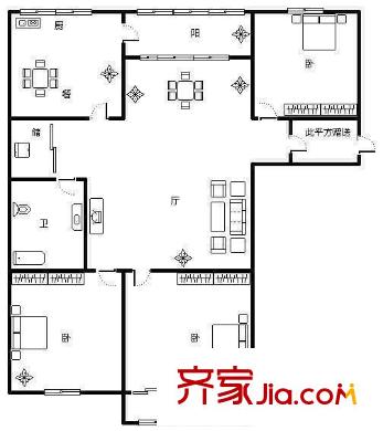 北小辛莊東街宿舍 3室 戶型圖