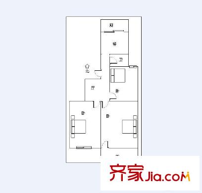 岔路街人民銀行宿舍 3室 戶型圖