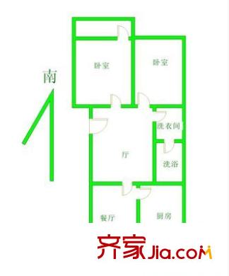  岔路街人民銀行宿舍 2室 戶型圖