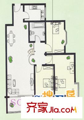欣都花園戶型圖三居室 3室2廳