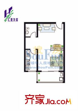 匯源華庭 1室 戶型圖