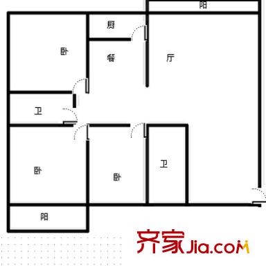 槐苑花園 3室 戶型圖