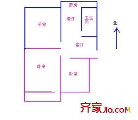 南新街單位宿舍 3室 戶型圖