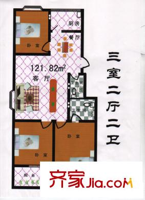 紅園小區(qū)  3居室 戶型圖