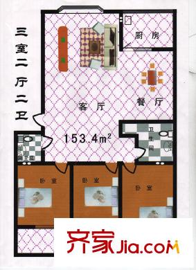 紅園小區(qū)  3居室 戶型圖