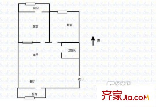紅園小區(qū)  2居室 戶型圖