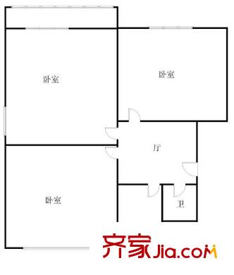 科院路單位宿舍 3居室 戶型圖