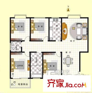 齊魯駿園 4居室 戶型圖