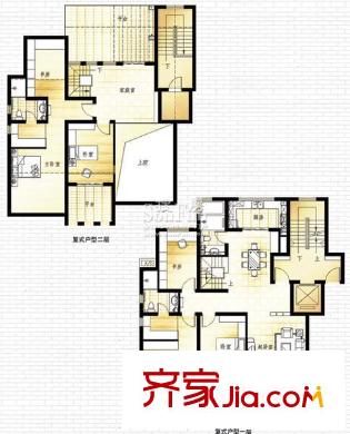 東山墅戶型圖臨風寓墅A(頂層復式) 5室3廳3衛(wèi)