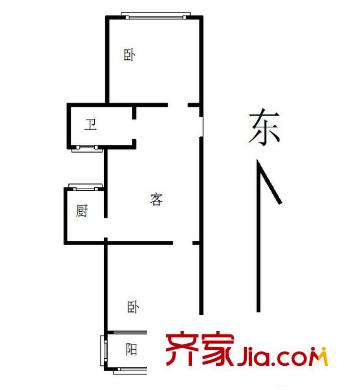 岔路街人民銀行宿舍 1室 戶型圖