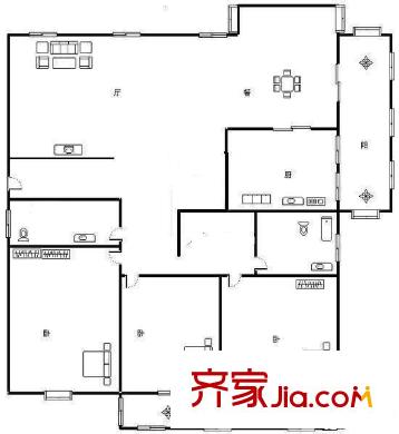 舜華園 3居室 戶(hù)型圖