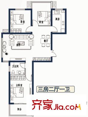 建中大學(xué)仕花園戶型圖戶型圖 3室2廳1衛(wèi)1廚