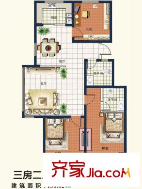 建中大學(xué)仕花園戶型圖戶型圖 3室2廳2衛(wèi)1廚