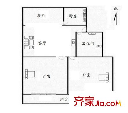 欣都花園 2室 戶型圖