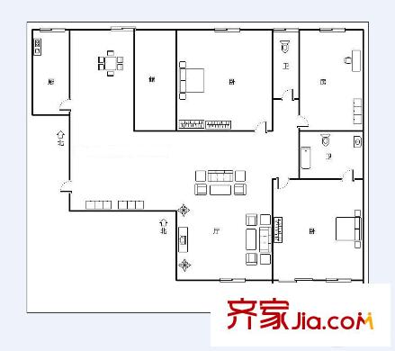 濟(jì)南匯苑家園 3室 戶型圖
