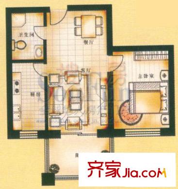 世紀(jì)中華城戶型圖1室2廳1衛(wèi)