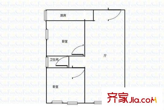 西沙小區(qū) 2室 戶型圖