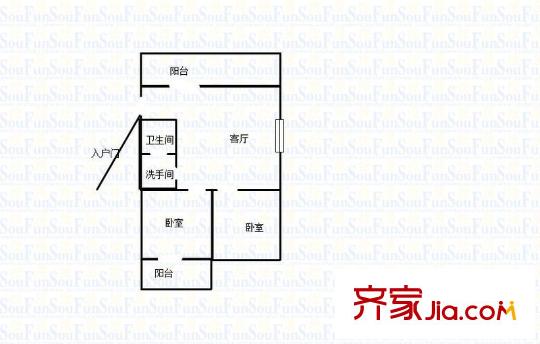 西沙小區(qū) 2室 戶型圖
