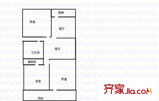 金山花園 3室 戶型圖