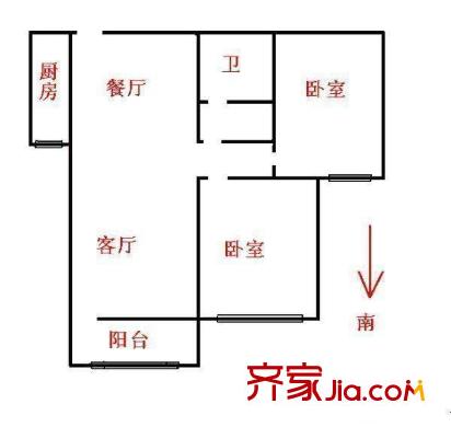 濟(jì)南匯苑家園 2居室 戶型圖