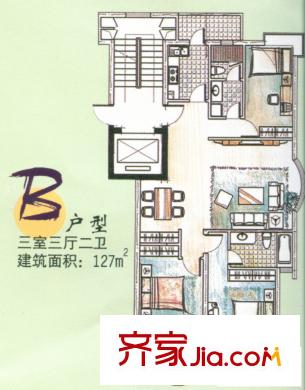 齊魯駿園 3居室 戶型圖