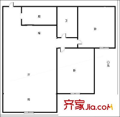 齊魯駿園 2居室 戶型圖