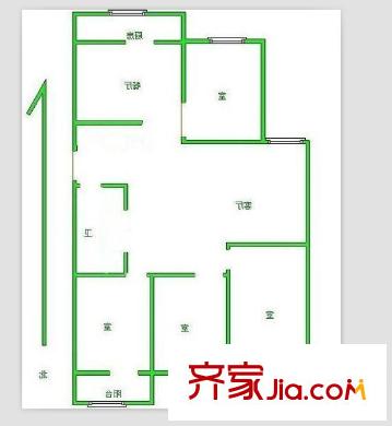 和平路山航宿舍 4室 戶型圖