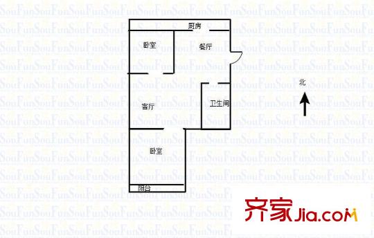 張莊路單位宿舍 2室 戶型圖