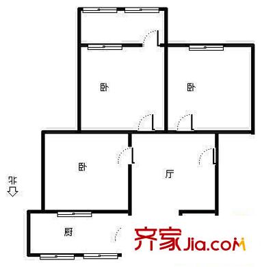張莊路單位宿舍 3室 戶型圖