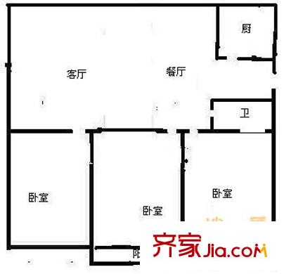 建筑新村 3室 戶型圖