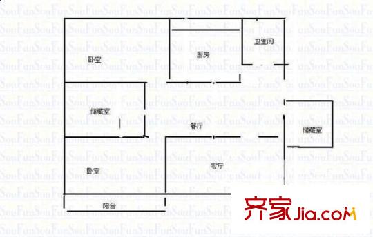 二合里小區(qū) 2室 戶型圖