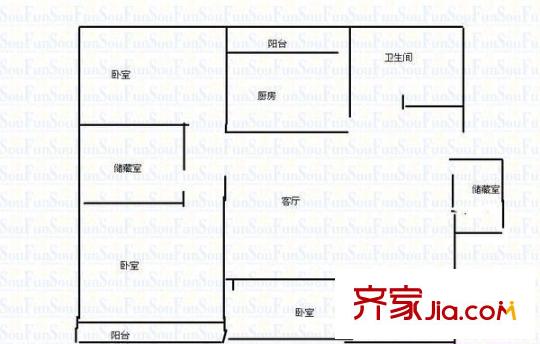 二合里小區(qū) 3室 戶型圖