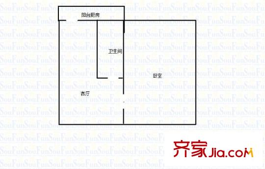 明園小區(qū) 1室 戶型圖