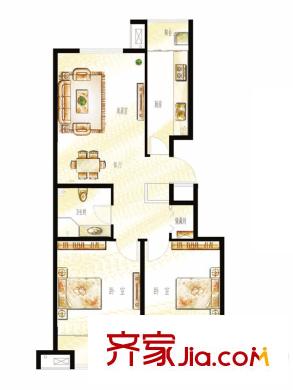 逸城山色戶型圖景逸兩居 2室2廳1衛(wèi)1廚