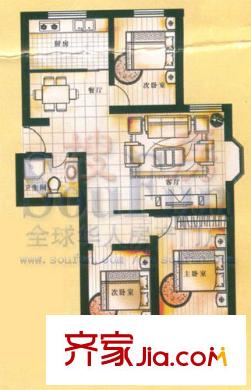世紀(jì)中華城戶型圖3室2廳1衛(wèi)