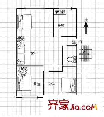 宸宇花園 2室 戶型圖