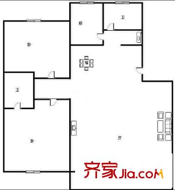 玫瑰花園 2居室 戶型圖
