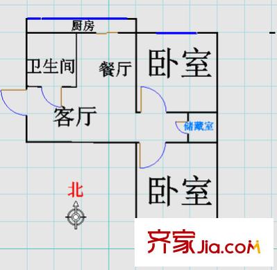 千佛山西路宿舍戶型圖千佛山西路單位宿舍 2室 戶型圖 2室1廳1衛(wèi)1廚