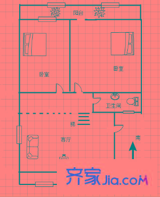 西沙小區(qū) 2室 戶型圖