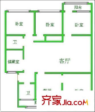 勞動廳宿舍 4居室 戶型圖