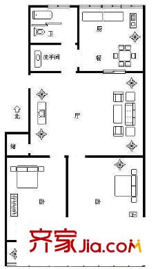 五龍居苑 2居室 戶型圖