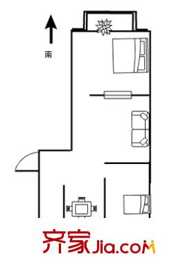 勞動(dòng)廳宿舍 2室 戶型圖